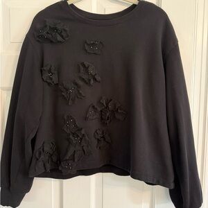 Black Floral Embellished Women's Top from Anthropology